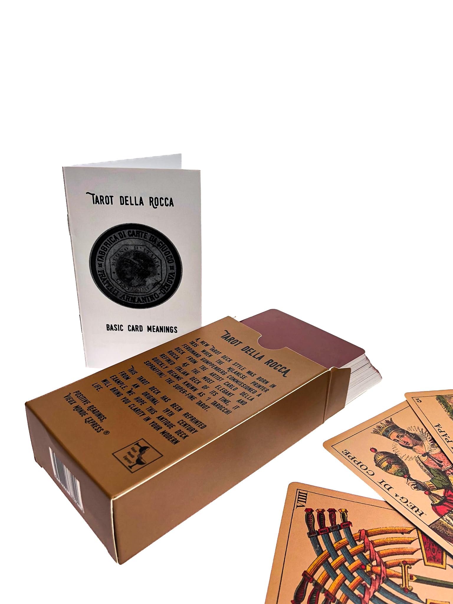 Vieux Monde Express Tarot Della Rocca & Guide | Made in USA | Tarot Milanese | for Divination | 78 Cards | Full Size