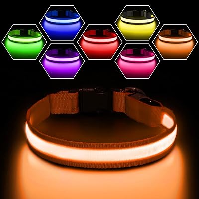 PcEoTllar Light Up Dog Collar Rechargeable 7 Colors 9 Modes Waterproof