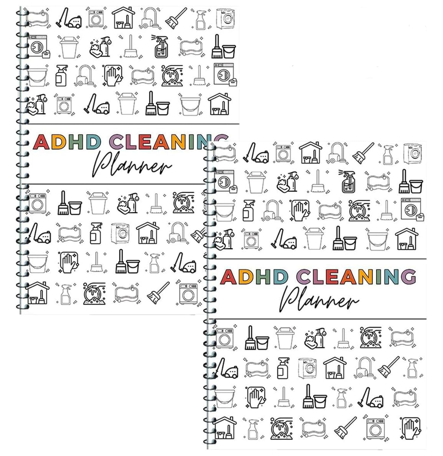 Photo 1 of 2 Pack Cleaning Planner, Cleaning Schedule and Checklist Organizer, Daily Weekly Monthly Household Cleaning Planner, Chore Chart Notebook for Home, Family Cleaning Tasks, DIY Home Improvement, Editable Template