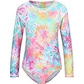 Aisyee Girls One Piece Swimsuits Long Sleeve Rash Guard Kids Hawaiian Bathing Suit UPF 50+ Swim Shirts 3-16 Years