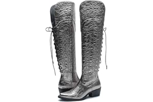 GLOBALWIN Women's Cowboy Western Fashion Over The Knee Thigh High Cowgirl Boots Low Heel