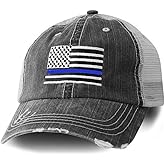 Honor Country Blue Line American Flag Hat/Cap