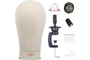 NAYOO Canvas Block Head Wig Head Stand for Making Wigs Display Styling Mannequin Head With Mount Hole (21inch - Light brown)