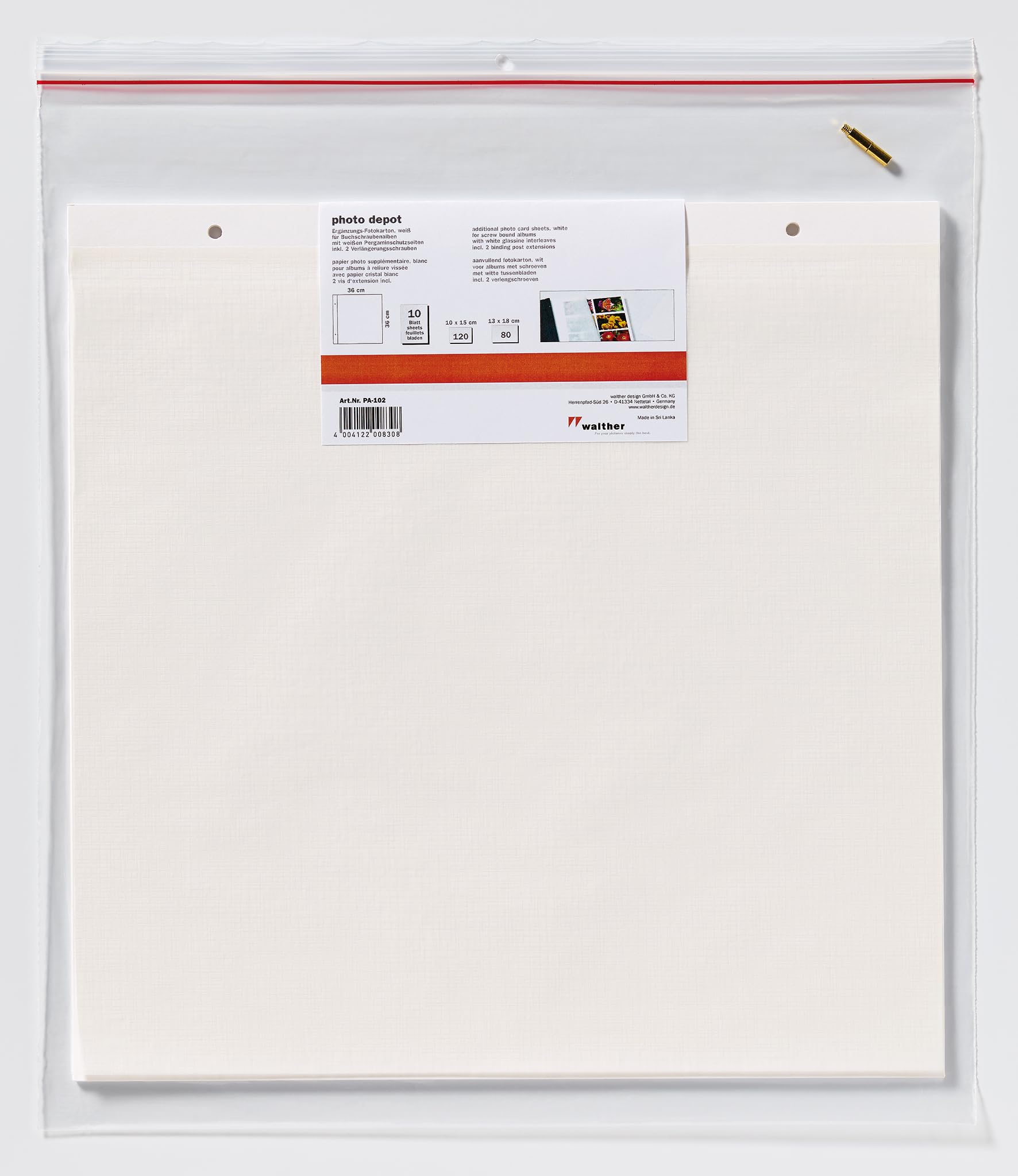 walther design supplementary sheets white photo cardboard 10 sheets depot systems PA-102