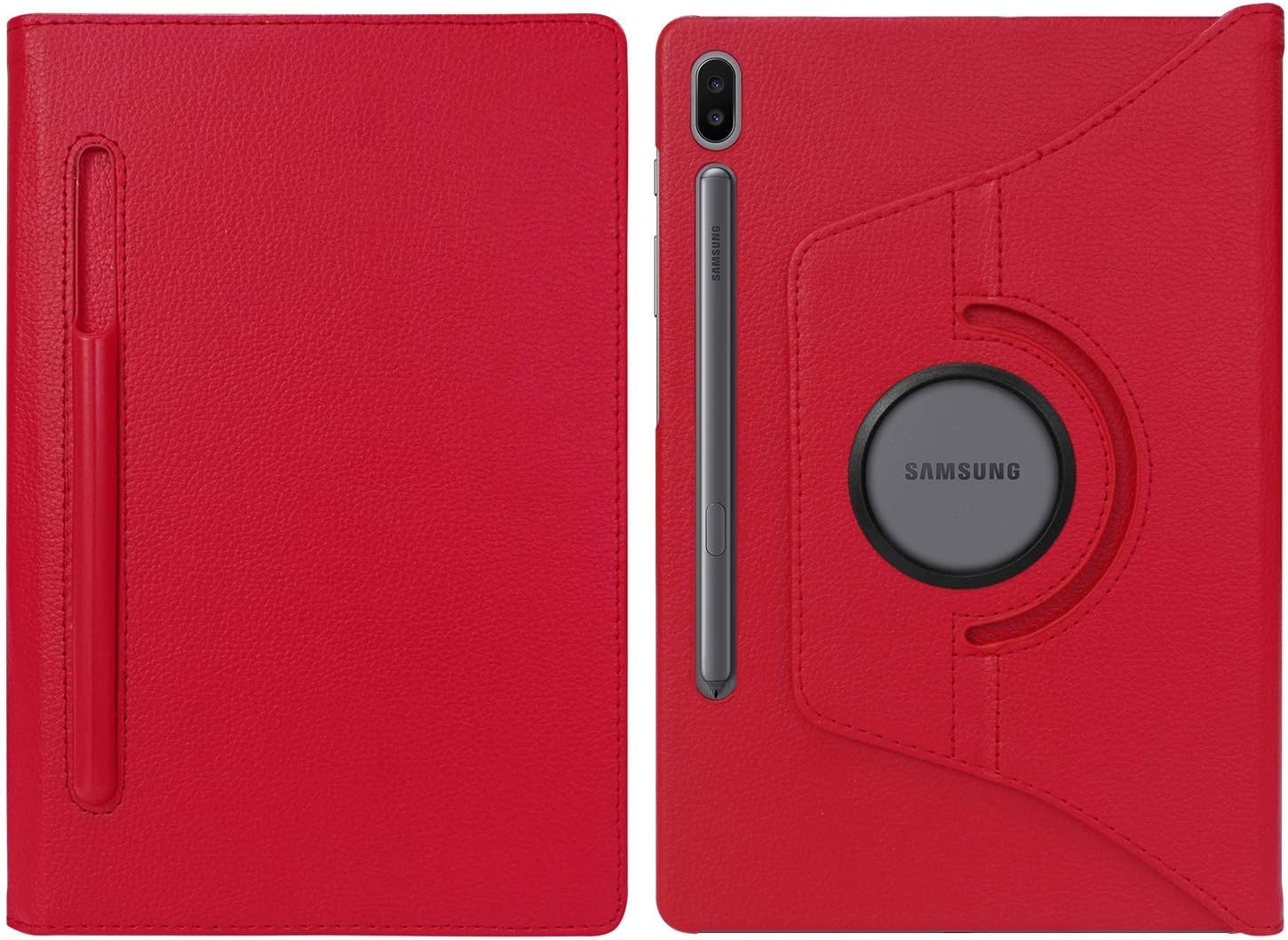 PU Leather 360 Rotating Case Compatible for Samsung Galaxy Tab S6 10.5" Tablet 2019 SM-T860/T865 Auto Sleep/Wake Folding Stand Smart Cover with a Viewing Stand (RED)