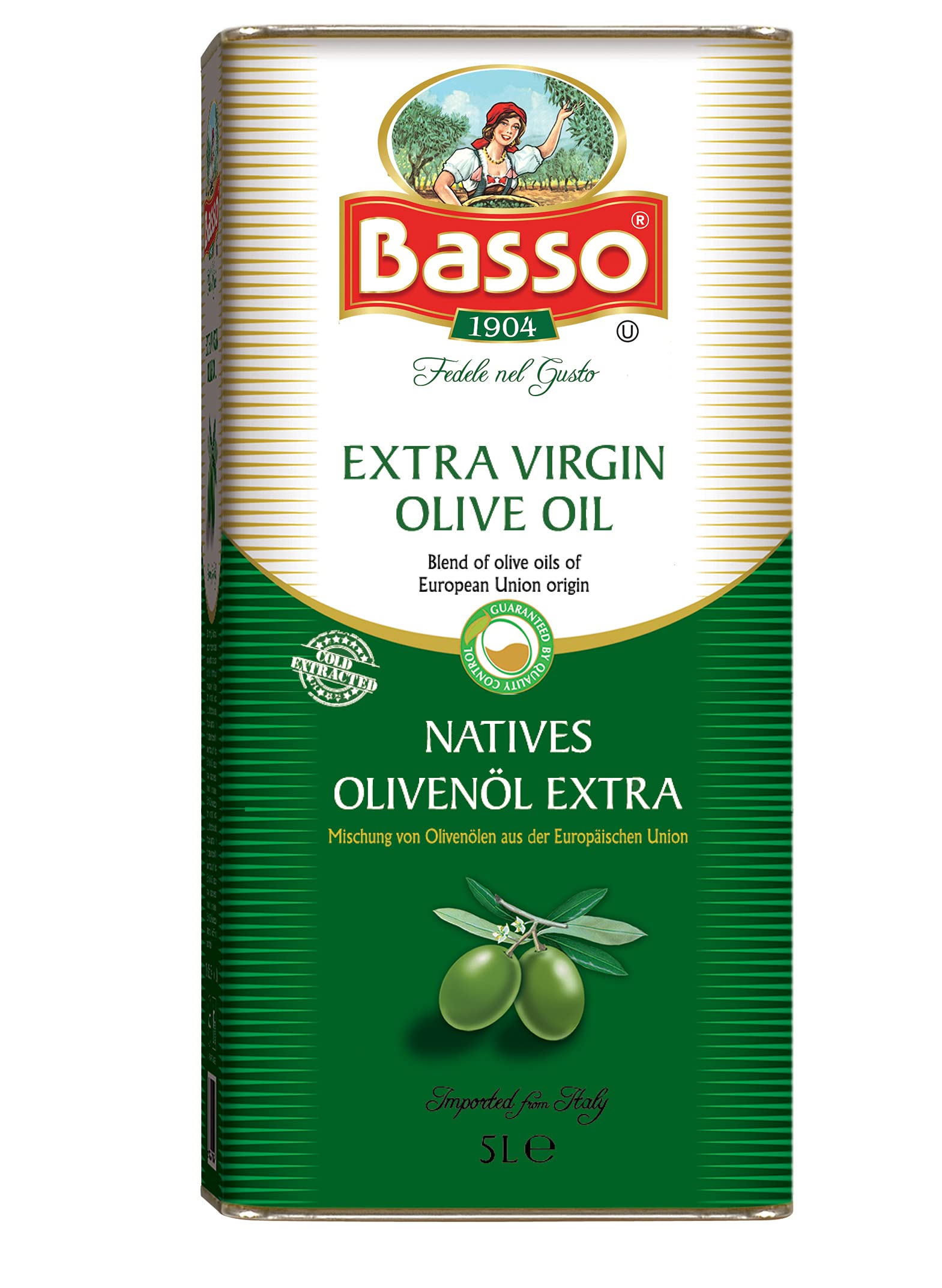 Basso Olive Oil Extra Virgin 5 L Tin Packed In Italy 100 Extra Virgin Olive Oil Topping For Salad Vegetables Pasta Salad Perfect For Dipping Italian Bread Or Pan Frying Buy