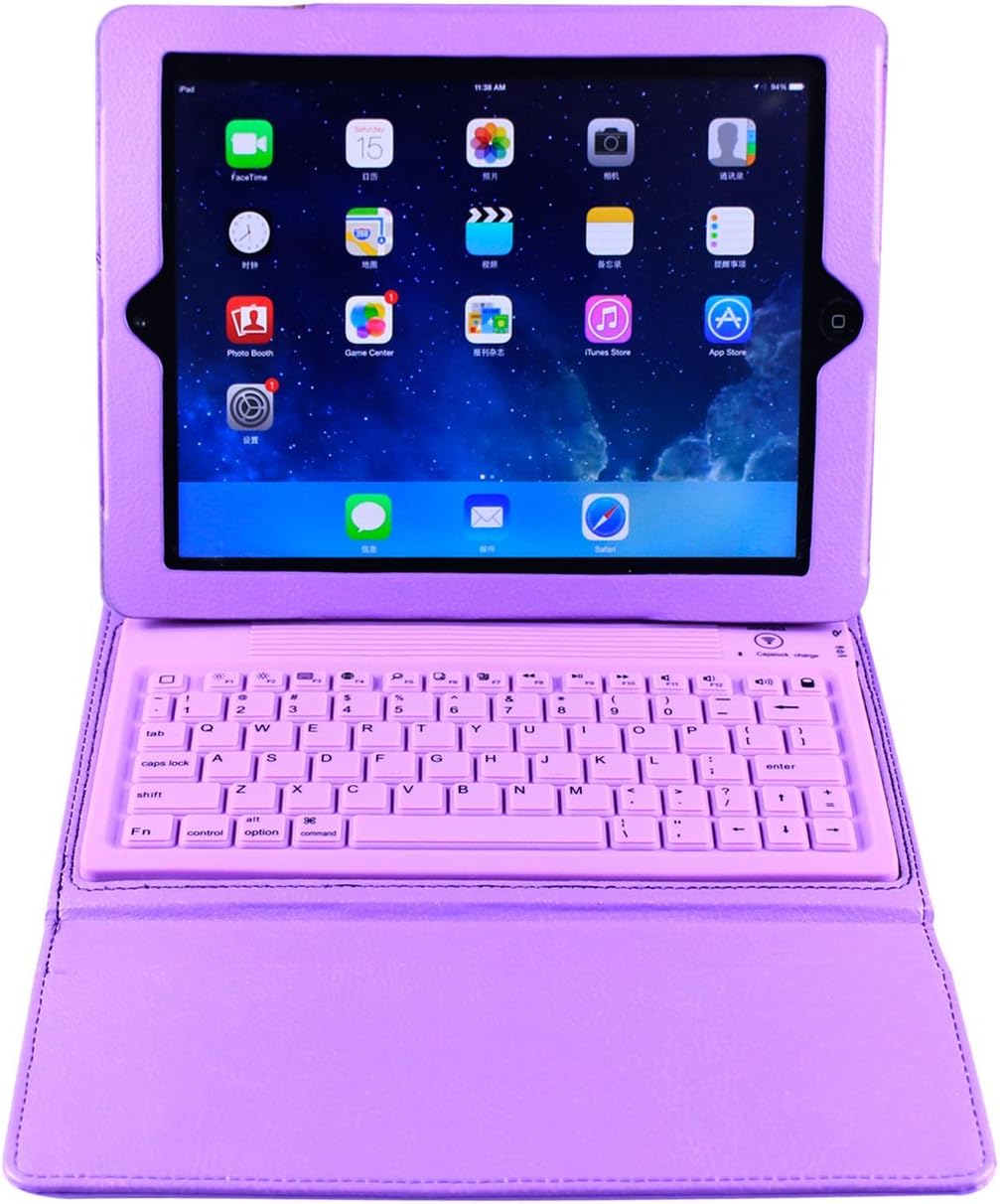 Smartio Purple Leather Case with Bluetooth Wireless Keyboard for Ipad2 and Ipad3