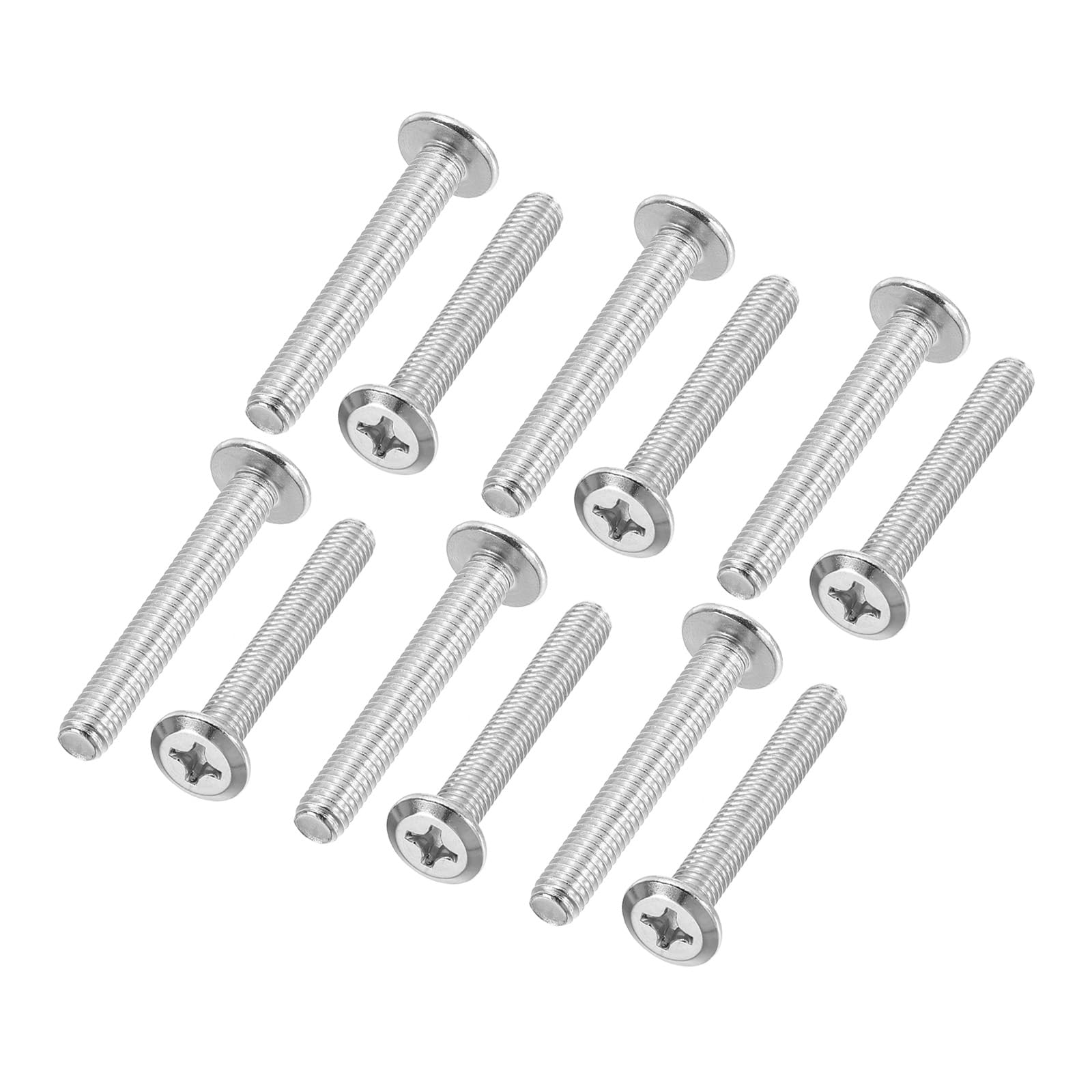 PATIKIL Flat Round Head Phillips Screws, 8 Pack M6-1 x 40mm Binding Screws 304 Stainless Steel 18-8 Full Thread, Phillips Drive Machine Screw Furniture Screw Connector Bolts