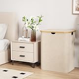 Lifewit 120L Laundry Basket with Lid Beige Bamboo Handles 2 Removable Bags view 3