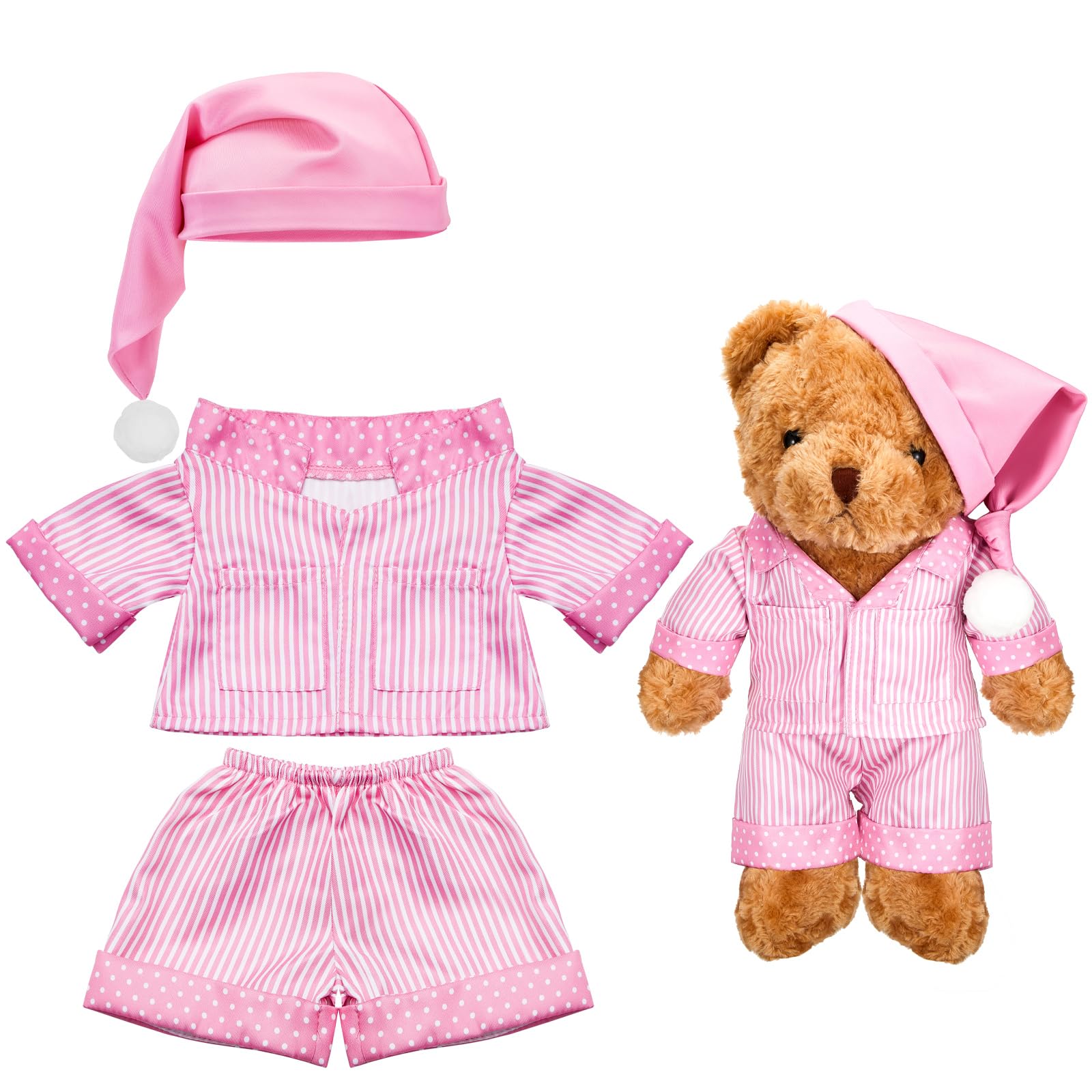 Photo 1 of Civaner Stripe Bear Clothes Stuffed Animal Clothes 12 -16 Inch Build a Lovely Stuffed Animal Costumes and Accessories Fit, Bear is Not Included(Pink)