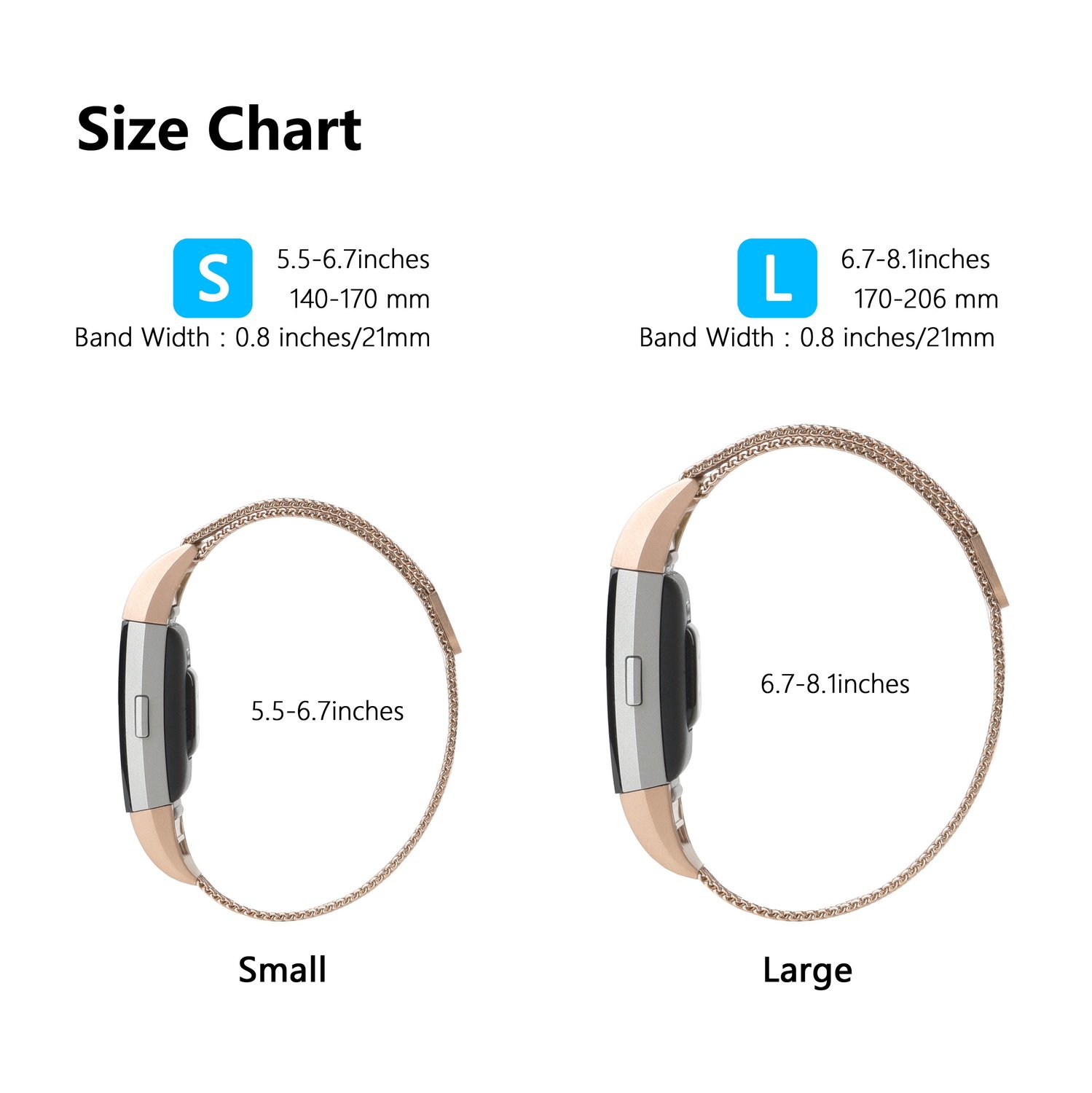 Fitbit Charge 2 Replacement Band, MeanLove Stainless Steel Bracelet Wristband Magnetic Absorbing Band for Fitbit Charge 2 (Pink, L (6.7\