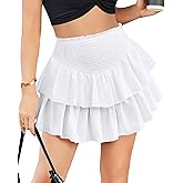 Avidlove Women's Pleated Skater Skirt Casual Mini Skirts High Waiste Ruffle Flared Short