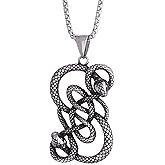 HAQUIL Snake Necklace, Norse Loki Snake Serpent Symbol Pendant, Viking Jewelry Gift for Men and Women