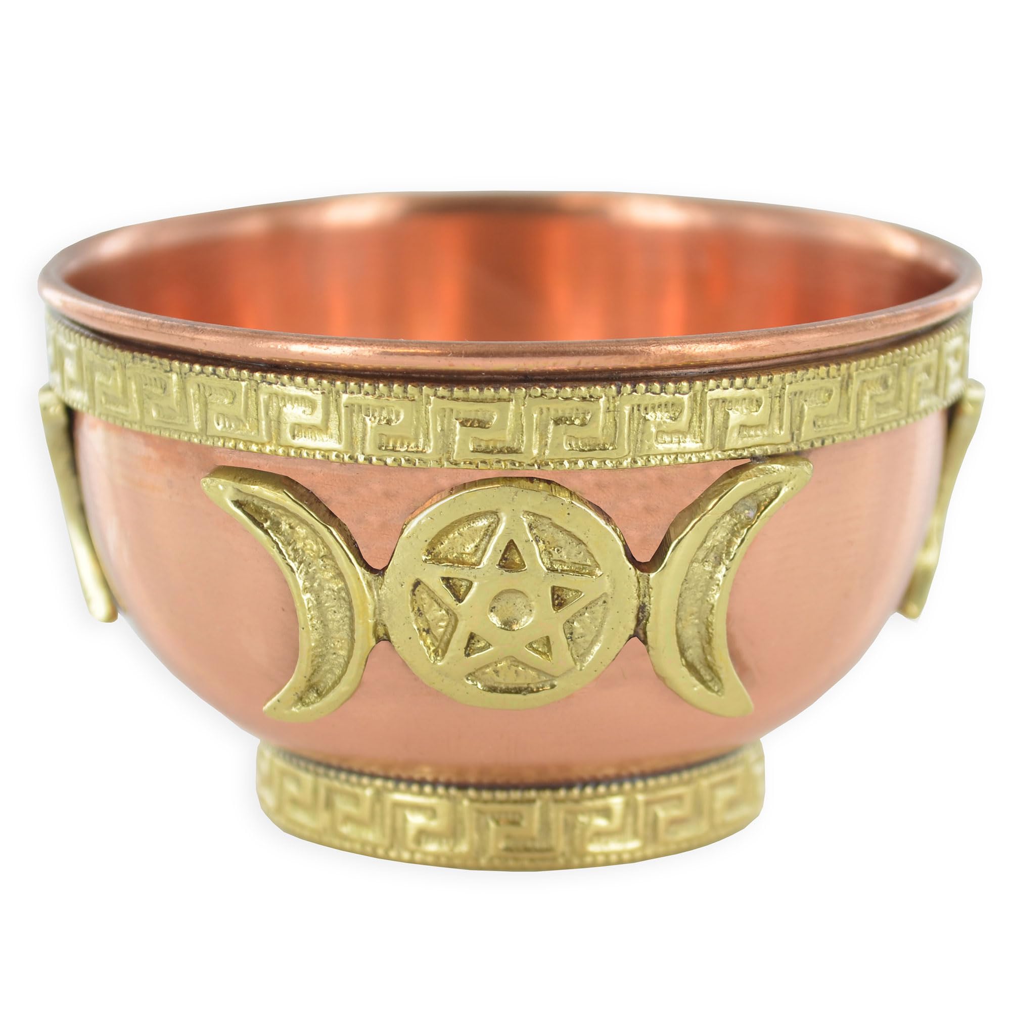 Fiesta Studios Copper Bowl Triple Moon Small Wicca Potions Accessory - Bronze, Brass Trim - 150g Capacity