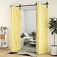 TOIMIOTOIM 66" Bi-Folding Sliding Barn Door Hardware Kit, 5.5FT Heavy Duty Track Roller Kit for 4 Doors Side Mounted,Smoothly and Quietly,Easy to Install,No Door Panel,Black