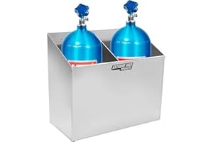 Extreme Max 5001.6587 Nitrous Bottle Holder – Wall-Mount Aluminum Rack for Two 7" Bottles in Enclosed Trailers, Garages & Shops – Silver