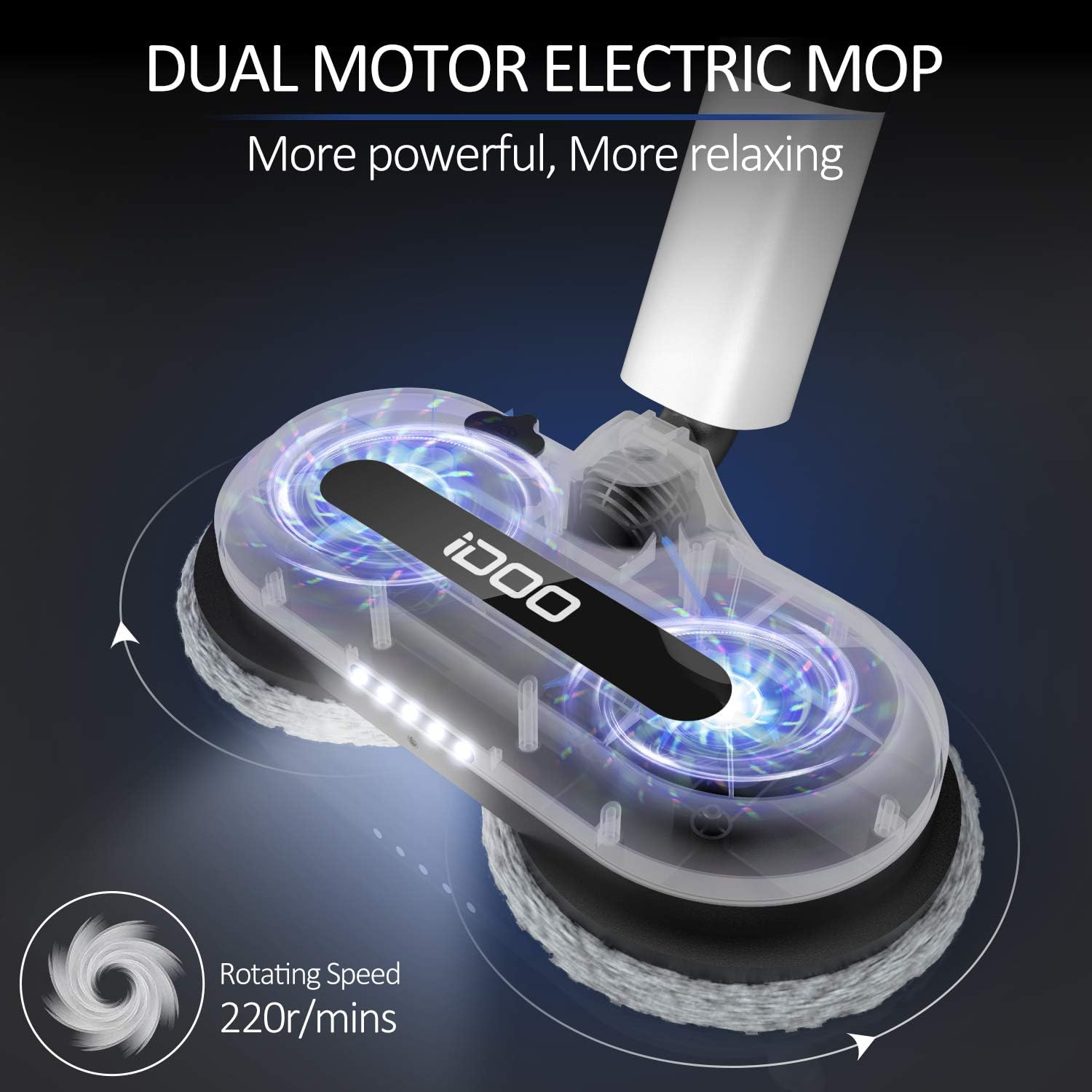 Cordless Electric Spin Mop, Floor Cleaner with Built-in 300ml Water Tank, Polisher for Hard Wood & Tile & Laminate & Marble Floors, Scrubber&Spray Mop with 4 Mop Pads,Detachable Battery, LED Headlight: Health & Personal Care
