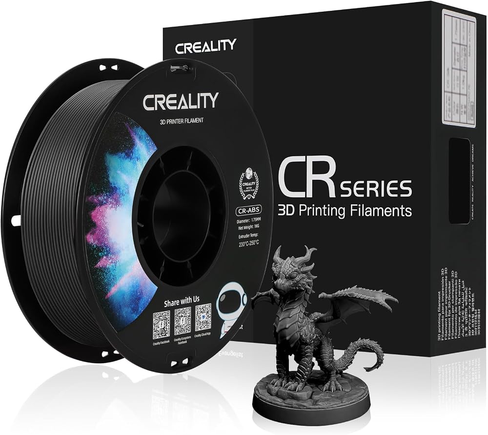 Creality ABS Filament 1.75 mm Black 1kg Spool No-Tangling +/-0.03mm