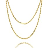 Waitsoul 925 Sterling Silver Rope Chain Lobster Clasp 2/2.5/3/4/5mm Gold Plated/Silver Chain for Men Women Silver Necklace Chain 16/18/20/22/24/26/30 Inches