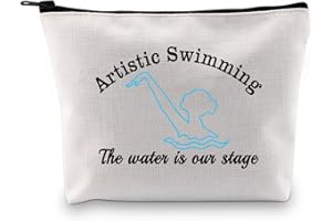 JXGZSO Artistic Swimming Makeup Bag Synchronized Swimming Gift Artistic Swimming The Water Is Our Stage Swimmer Toiletry Bag