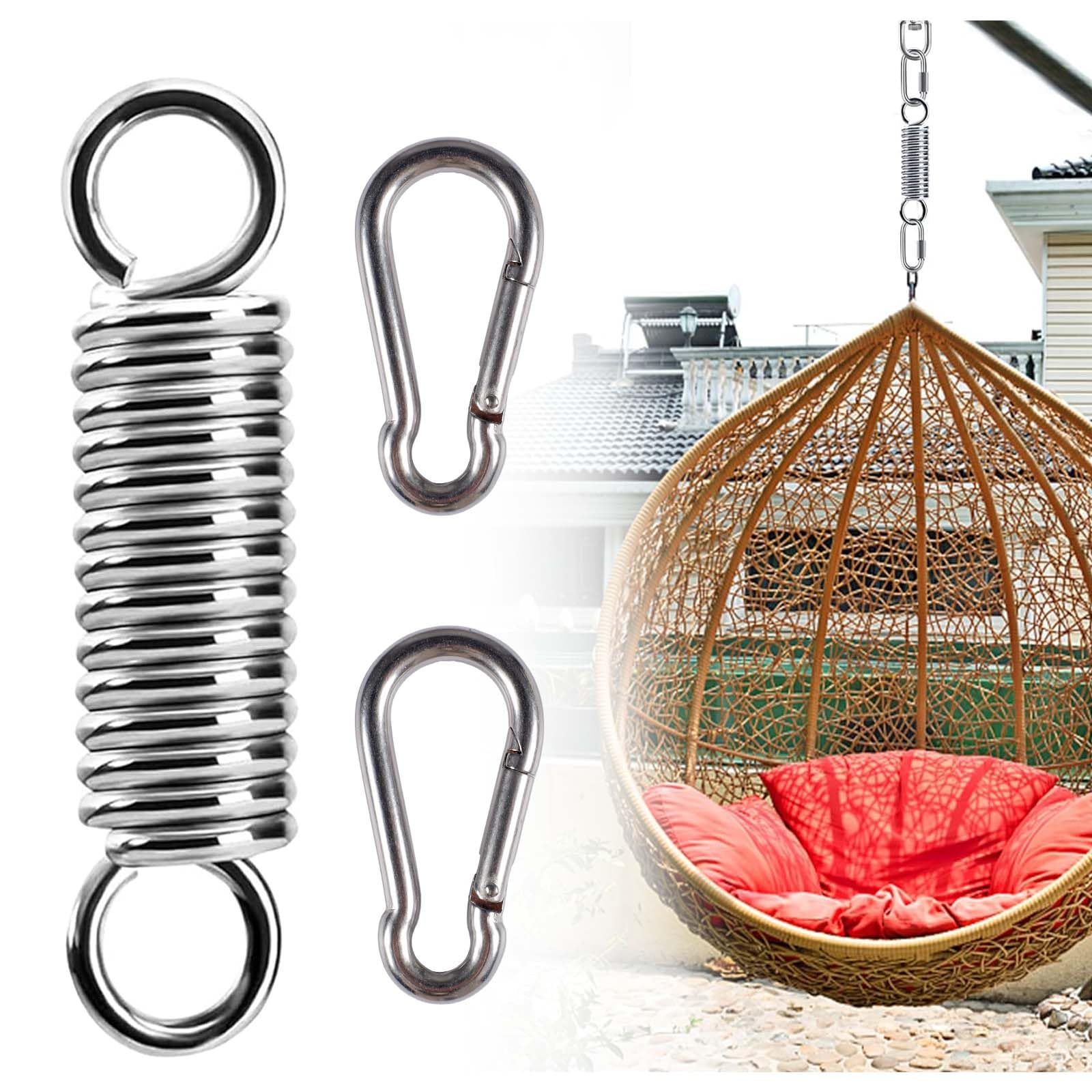 Tundwhite Swing Spring for Hanging Chair, Load Capacity up to 300 kg, Hanging Spring Hanging Chair Suspension with 2 Carabiner Hooks, Stainless Steel Hanging Chair Suspension for Hammock, Punch Bag Ho
