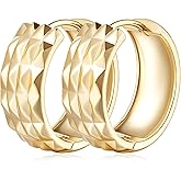 CHLOÉ LOVETT 14K Gold Hoop Earrings for Women Hypoallergenic Small Gold Hoop Earrings for Women Unique Chunky Womens Earring with Mesh Pattern Thick Huggie Hoops 20mm