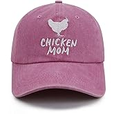 Kpainath Chicken Mom Hat, Funny Adjustable Washed Cotton Embroidered Farm Hen Baseball Cap