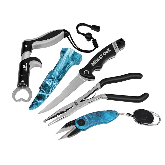 Mossy Oak 4pc Fishing Tool Kit Pistol Grip Fishing Pliers, Fish