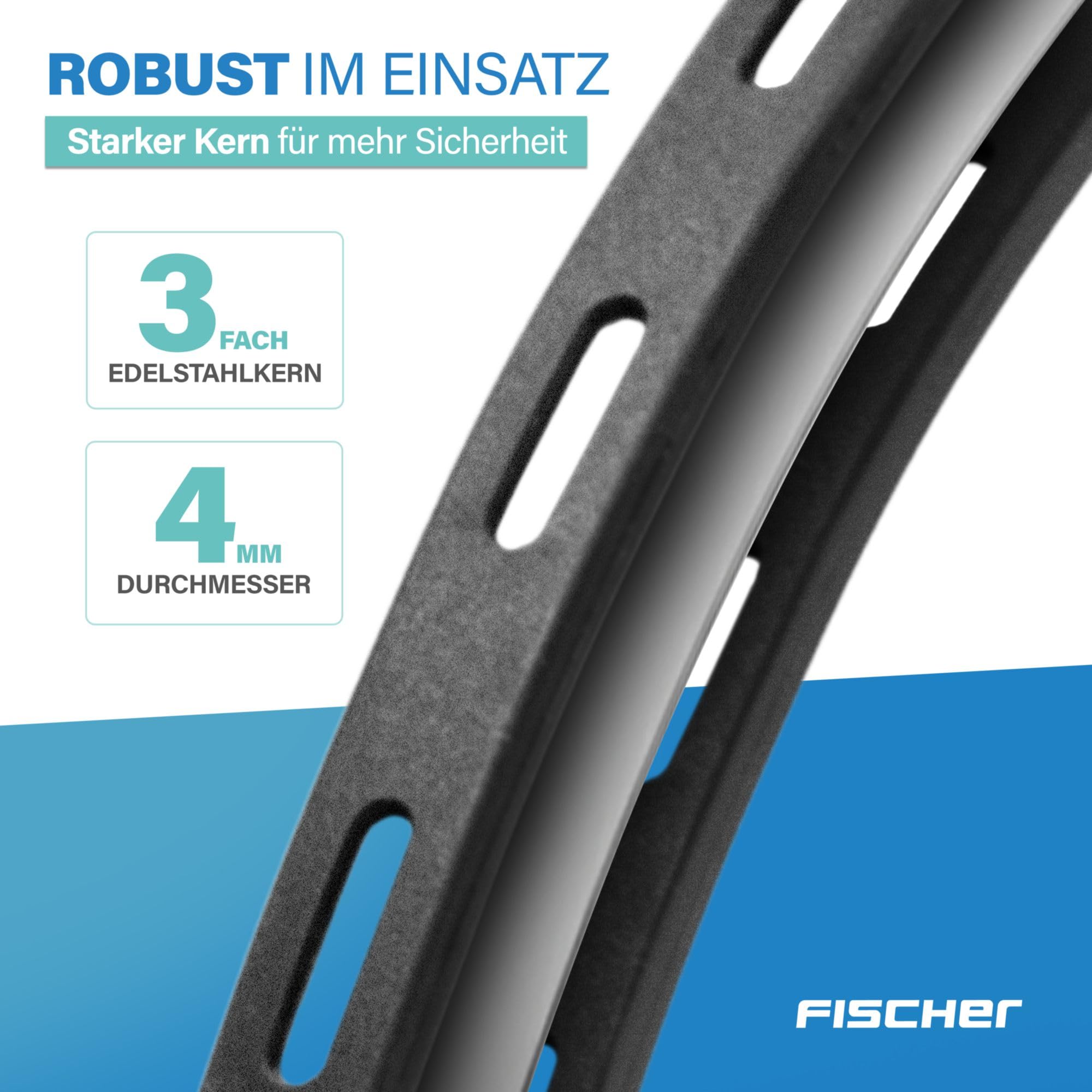 FISCHER Fahrradschloss, Kabelbinderschloss Spezialschloss mit Zahlenschloss, für Fahrrad, Helm oder Skifahren, schwarz, Länge: 53 cm 6