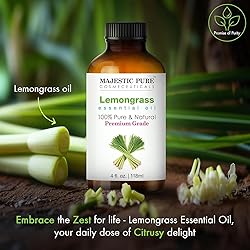 Majestic Pure Lemongrass Essential Oil with Glass