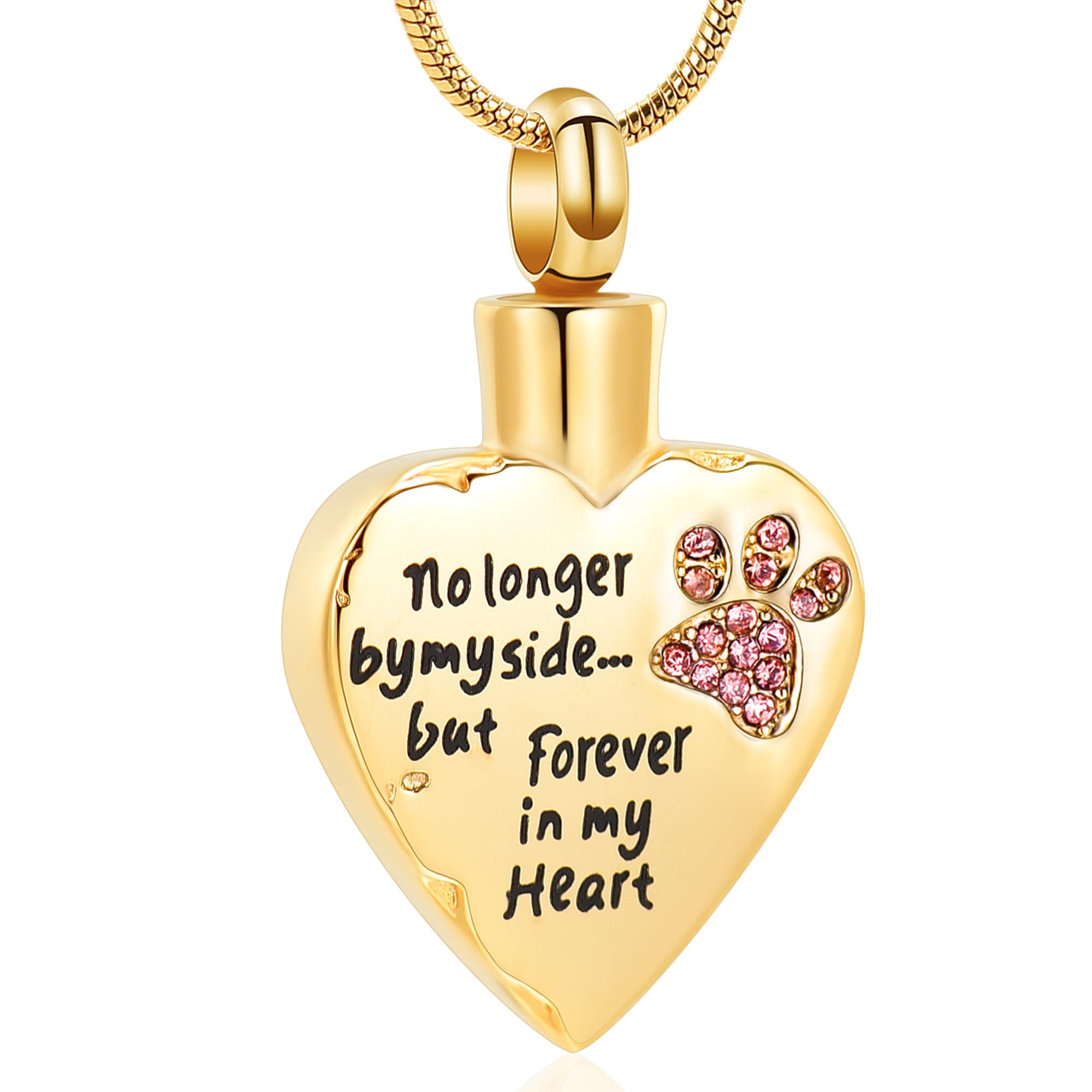 VCCWYQK Urn Necklace for Ashes Personalized Urn Pendant Heart Necklace Pets Paw Print Keepsake Waterproof Memorial Gifts for Dogs