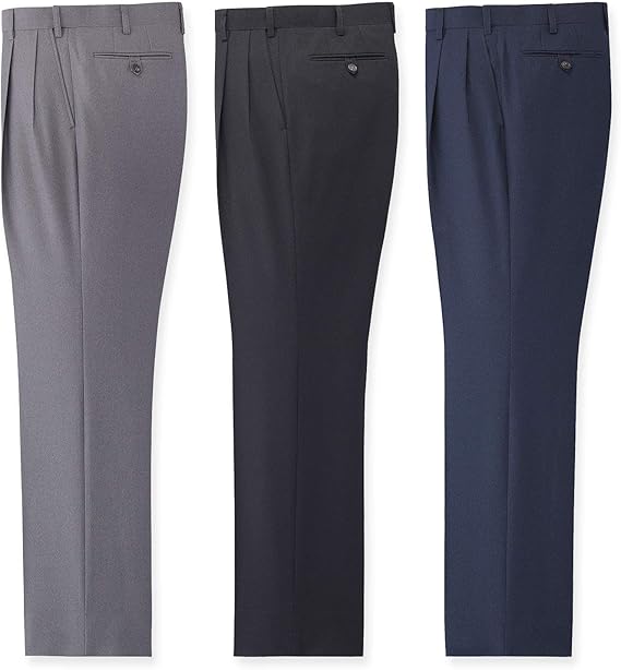 Amazon ハンティントンクラブ Huntingtonclubメンズ裾上げ済らくらくスラックス3色組 ウエスト91 股下67 ロングパンツ 通販