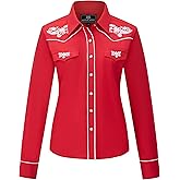 SALVAJE OESTE Women's Embroidered Western Cowboy Snap Front Long Sleeve Button Down Shirt