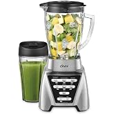 Oster Pro 1200 Smoothie Blender with Glass Jar &amp; 24oz To-Go Cup, Countertop Kitchen Blender with 7 Speeds, 1200W Power, Brushed Nickel