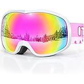 ITOWE Kids Ski Goggles for Boys Girls Aged 3-14, UV400 Toddler Snowboard Goggles for Anti Fog Snow Skiing Equipment