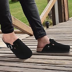 ODOLY Genuine Suede Clogs for Women Men Soft Cork