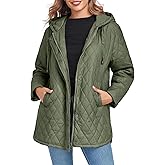 Vidifid Womens Oversized Quilted Jackets Lightweight Long Sleeve Full Zipper Puffer Jacket Casual Hooded Coats with Pockets