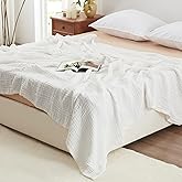 Love's cabin 6 Layer 100% Cotton Muslin Blanket, 108"x90" Muslin King Size Blanket for Bed Couch, Lightweight and Breathable Cotton Gauze for Adult, White