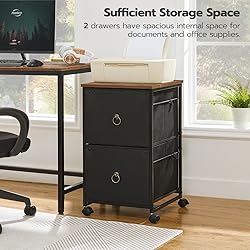 HOOBRO 2 Drawer Mobile File Cabinet, Rolling