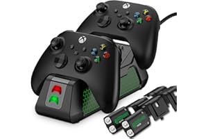 NinjajoyOX Controller Charger Station with 2x4320mWh Rechargeable Battery Packs for Xbox One/Series X|S Controller, Dual Charging Dock for Xbox One Controller Battery Pack with 4 Battery Covers