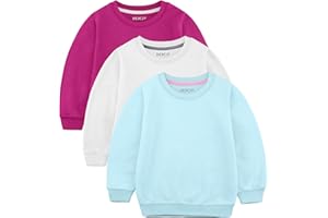 HXP 3 Pack Toddler Girls Sweatshirts Girls Cotton Pullover Crewneck Sweatshirts Long Sleeve Toddler Girls Shirts Tops