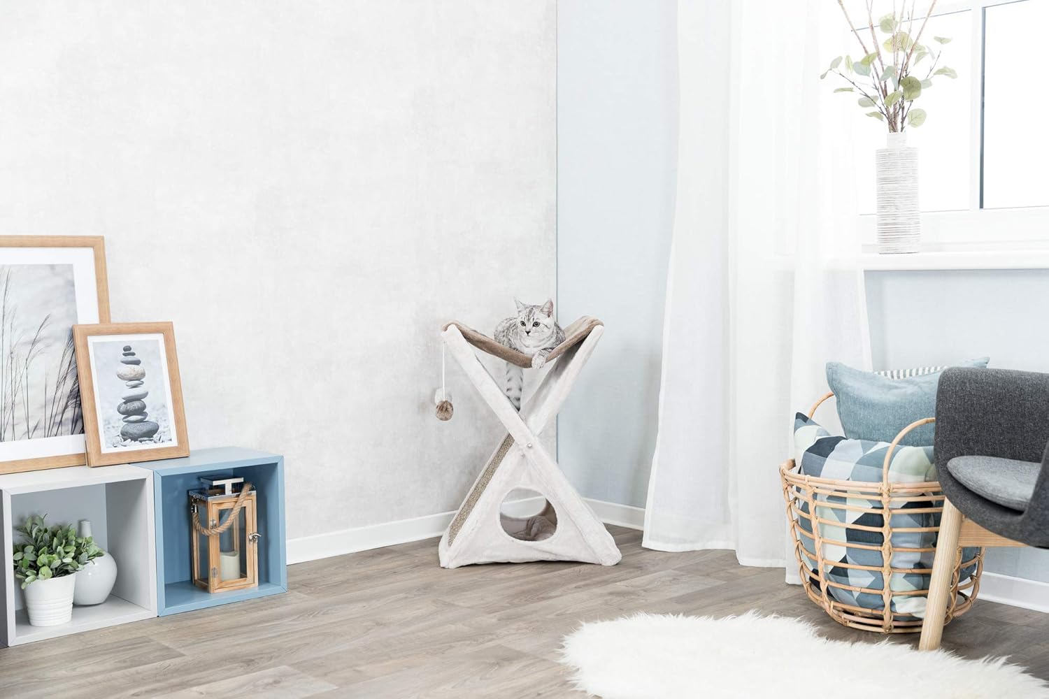 Trixie Pet Products Miguel Fold and Store Cat Tower, 20.25 x 13.75 x 25.5, Gray/Light Gray : Pet Supplies