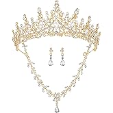Aimilcall Silver Tiaras Crown And Jewelry Sets for women,Tiaras Earrings and Necklace for Wedding, Birthday,Rhinestone Crystal Bridal Jewelry Sets for Costume Birthday Party Prom(A5)