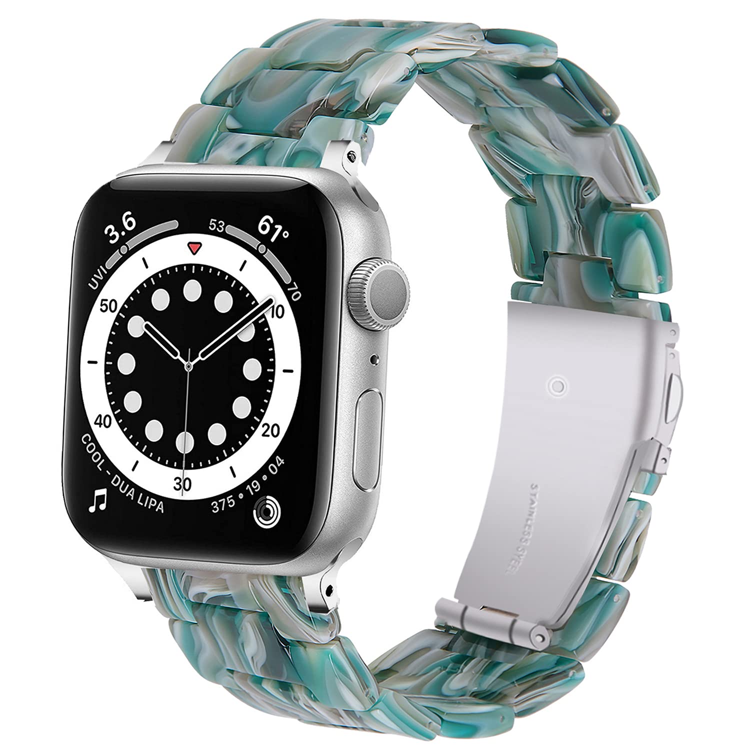 DEALELE Bands Compatible with Apple Watch 49mm 46mm 45mm 44mm 42mm, Colorful Resin Replacement Strap for iWatch Series 10/9 / 8/7 / 6/5 / 4/3 / Ultra/SE Women Men, Makeup green