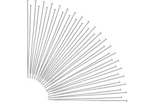 Mabor 200Pcs Head Pins for Jewelry Making 2 Inch, Silver Flat Head Pins Flat Headpins for Jewelry Making DIY Craft Earring Bracelet Necklace Pendant Supplies