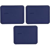 Pyrex 7211-PC (6-Cup) Blue Food Storage Lid (3 Pack) - Made in USA | BPA-Free Plastic | Fits 7211 Glass Bowl | Everyday Kitchen Use | Refrigerator Freezer Safe | Kitchen Organization | Meal Prep