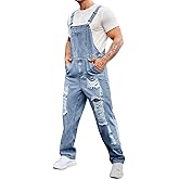 Runcati Men's Denim Bib Overall Jean Romper Trousers Adjustable Strap Workwear Slim Fit Jumpsuit