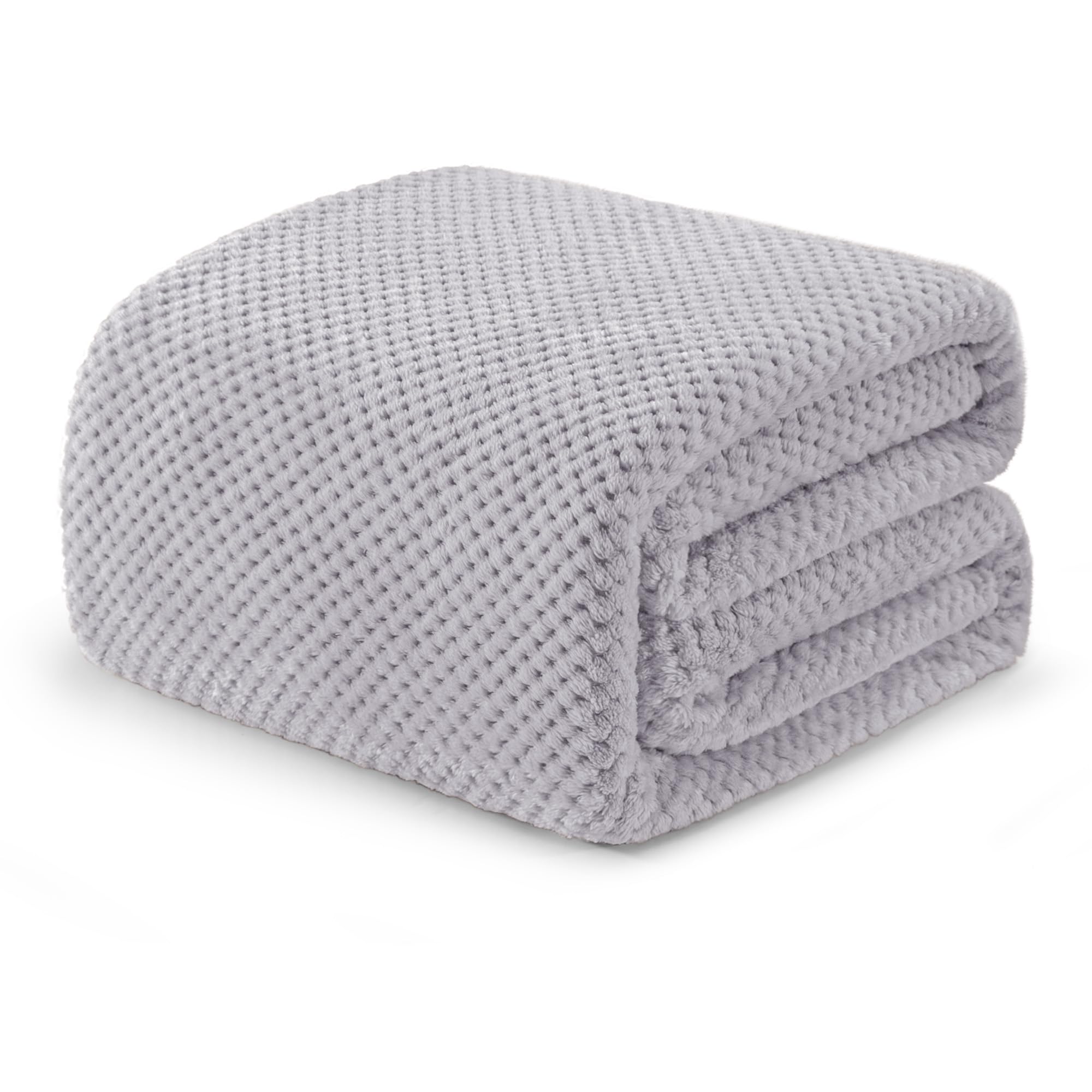 Exclusivo Mezcla Fleece Bed Blanket Queen Size, Super Soft and Warm Blankets for Couch, Sofa and Bed Waffle Textured, Cozy, Fuzzy and Lightweight, Light Grey, 230x230 CM