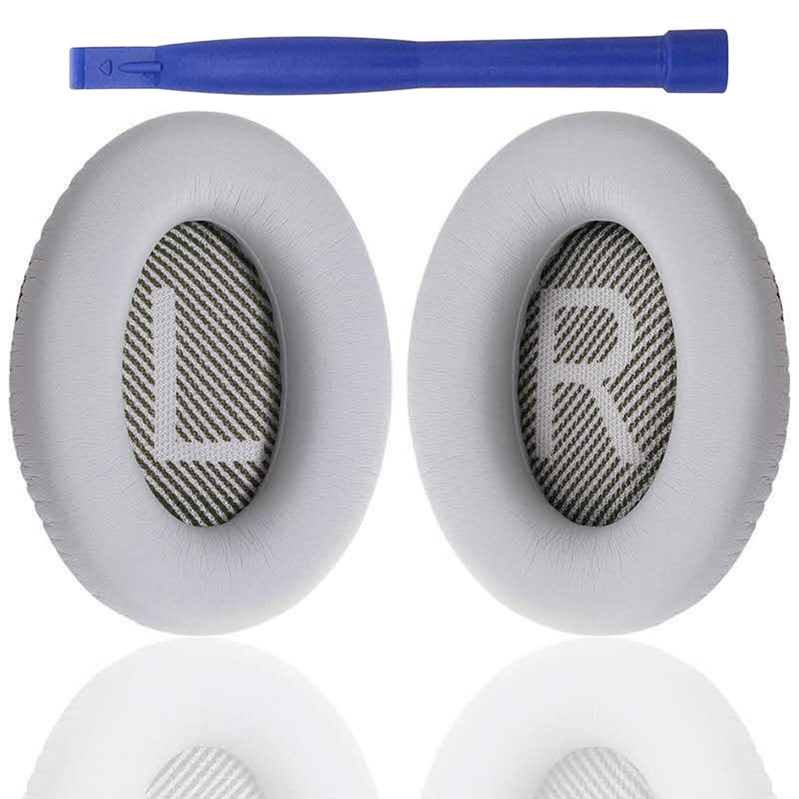 NSEN QC35 II Earpads,Replacement Ear Pads Cushions Compatible with Bose QuietComfort 35 (Bose QC35) & Quiet Comfort 35 II (Bose QC35 II) Over-Ear Headphones,Softer Leather and Memory Foam(Silver)