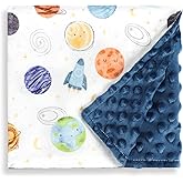 Man Fai Sky Baby Blankets for Boys Girls, Soft Minky Blankets with Double Layer Dotted Backing, Toddler Blanket for Nursery, Stroller, Toddler Bed, Car seat, Cute Planets